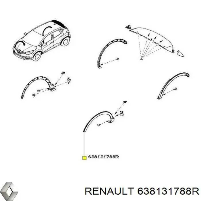 Ensanchamiento, guardabarros delantero izquierdo 638131788R Renault (RVI)