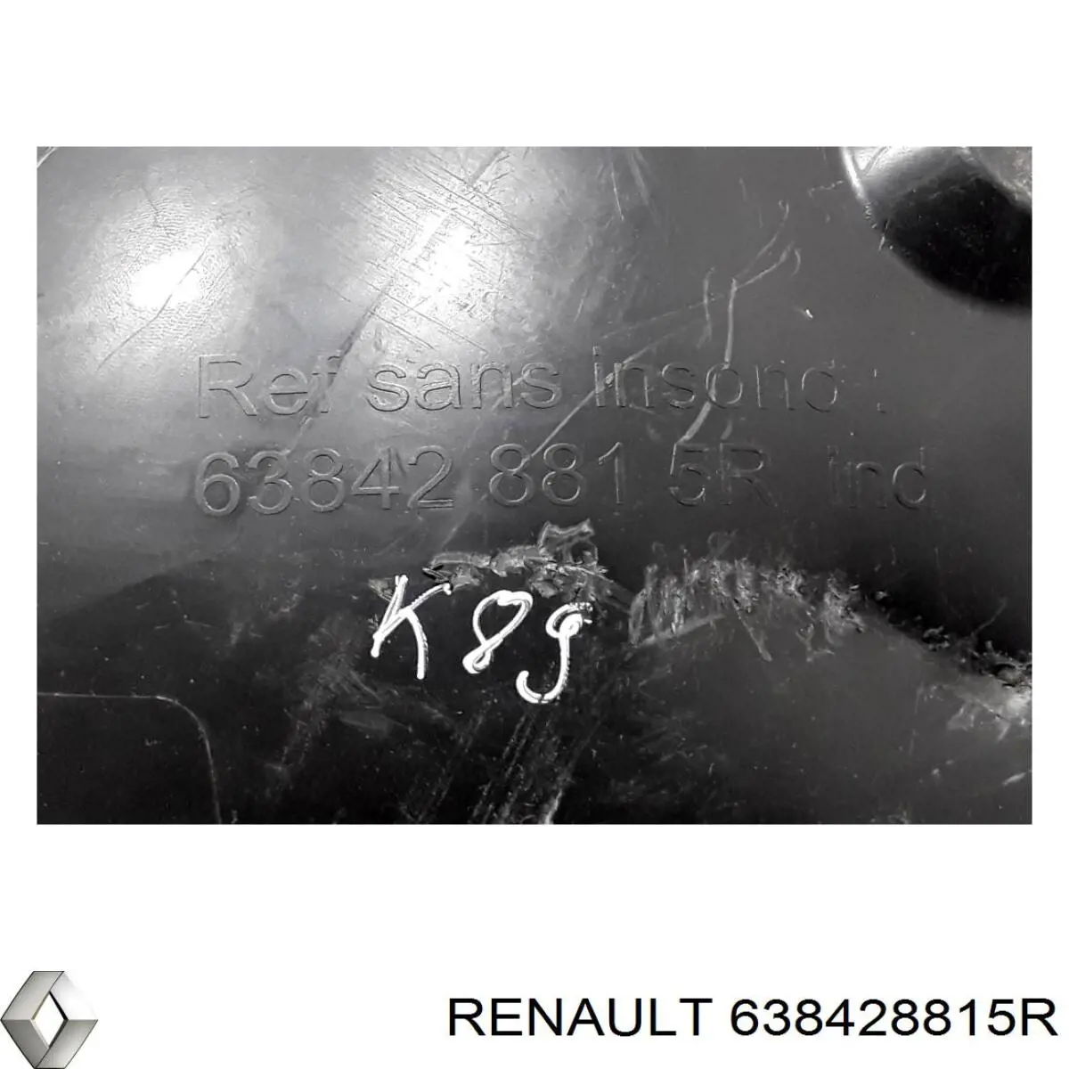 638428815R Renault (RVI) guarda-barras direito traseiro do pára-lama dianteiro