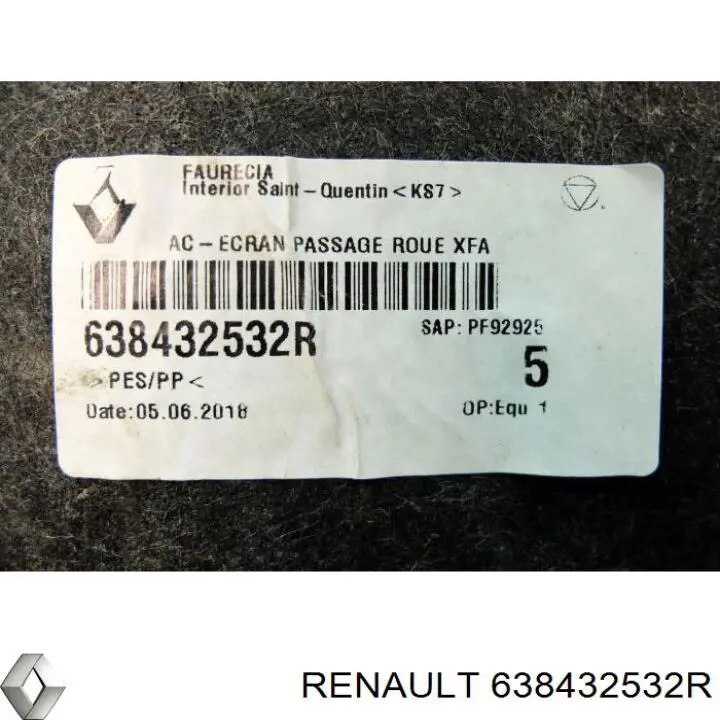 Купить 638432532R Renault (RVI) Подкрылок крыла переднего левый задний