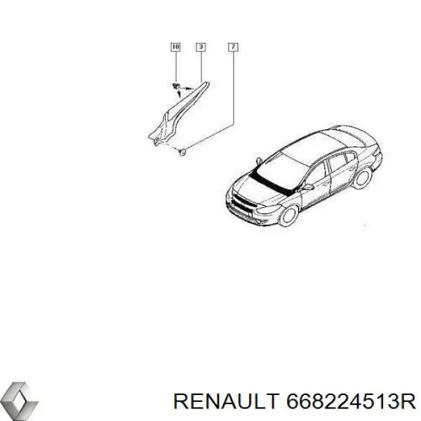 Заглушка жабо боковая Renault (RVI) 668224513R цена, от 24.46 USD