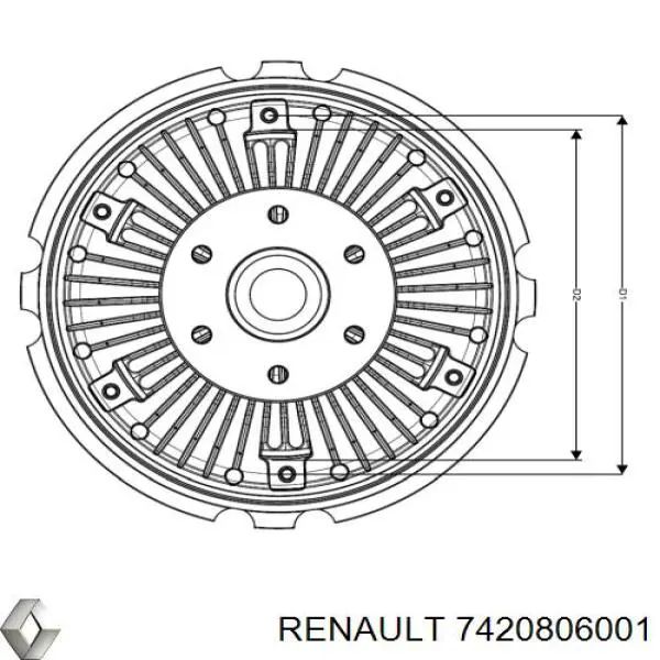 Вискомуфта (вязкостная муфта) вентилятора охлаждения Renault (RVI) 7420806001