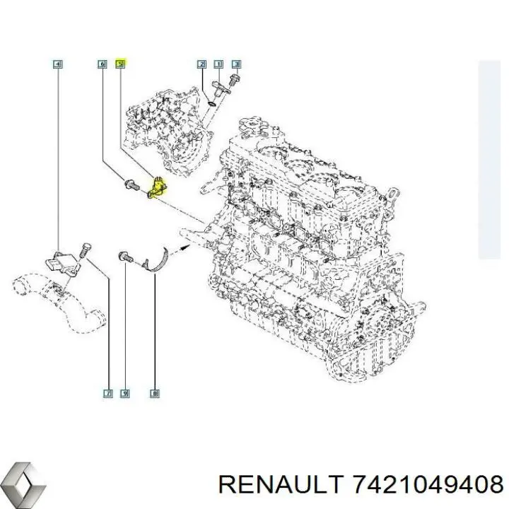 Прокладка датчика положения коленвала 7421049408 Renault (RVI)