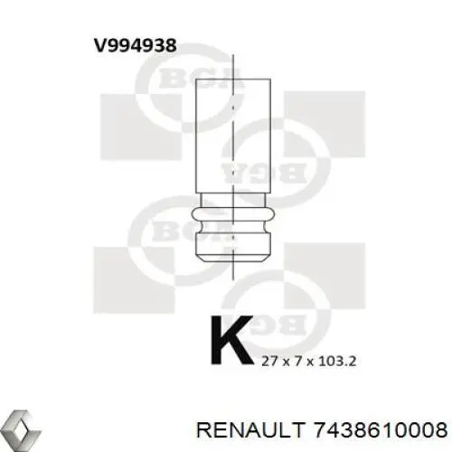 7438610008 Renault (RVI) клапан выпускной