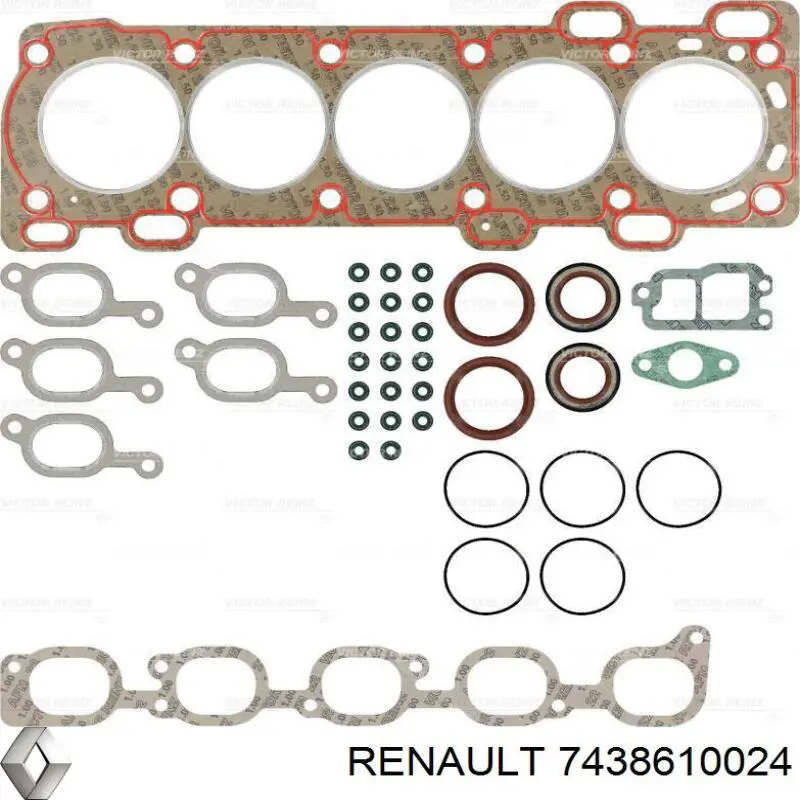 Верхний комплект прокладок двигателя 7438610024 Renault (RVI)