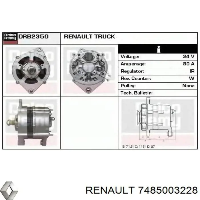 Генератор 7485003228 Renault (RVI)