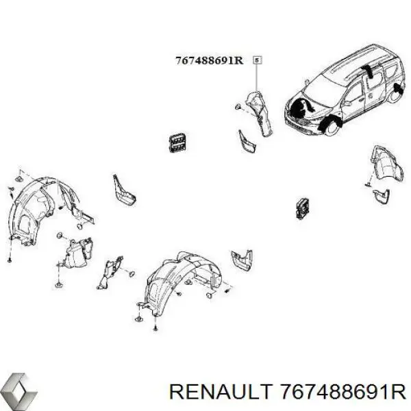 Подкрылок задний правый Renault (RVI) 767488691R цена, от 15.45 USD