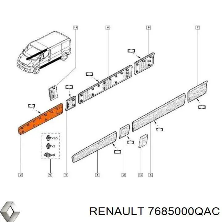 Молдинг двери передней правой нижний Renault (RVI) 7685000QAC цена, от 38.01 USD