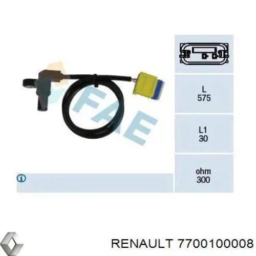 Sensor de velocidad 7700100008 Renault (RVI)