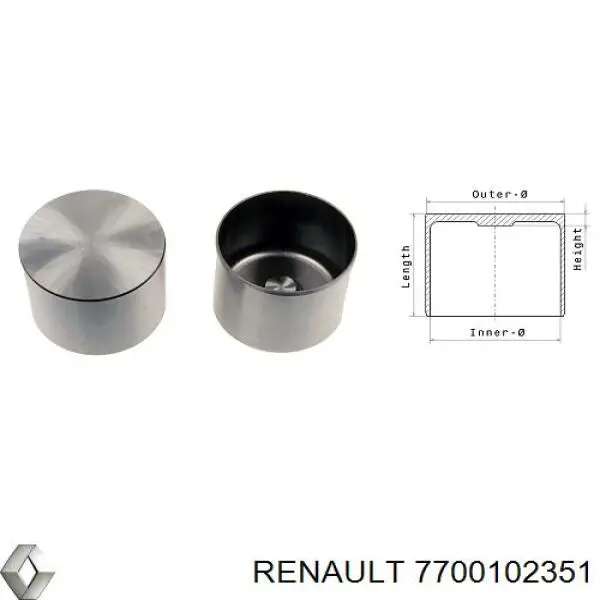 Гидрокомпенсатор (гидротолкатель), толкатель клапанов Renault (RVI) 7700102351