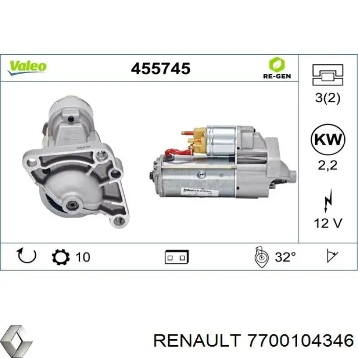 7700104346 Renault (RVI) стартер