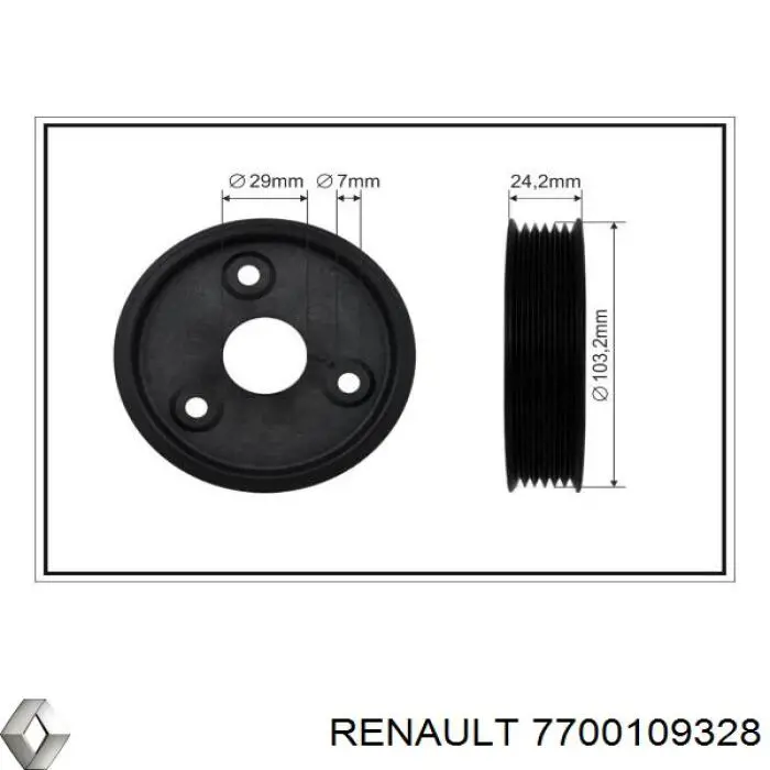 7700109328 Renault (RVI) шкив насоса гур