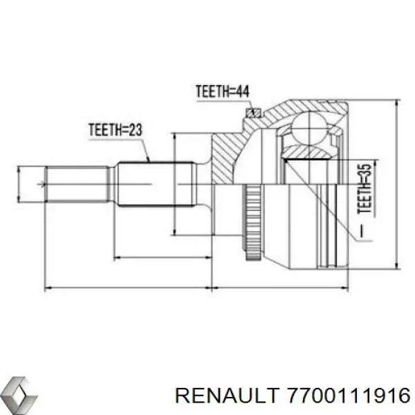 Полуось (привод) передняя левая 7700111916 Renault (RVI)