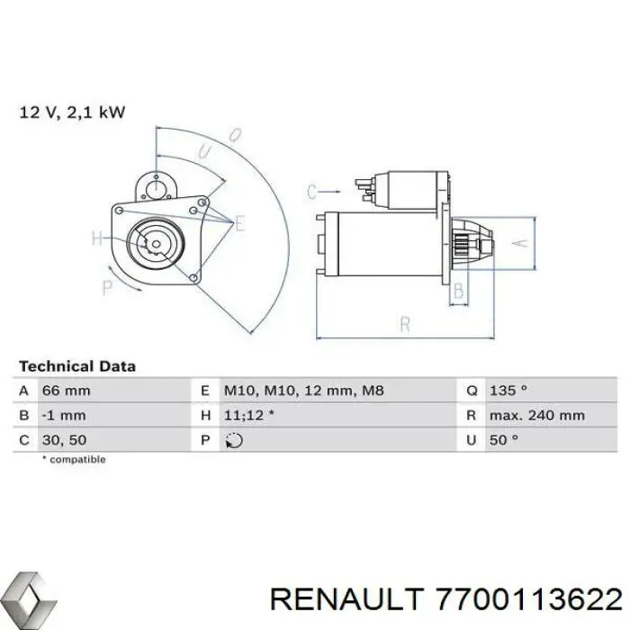 Купить 7700113622 Renault (RVI) Стартер