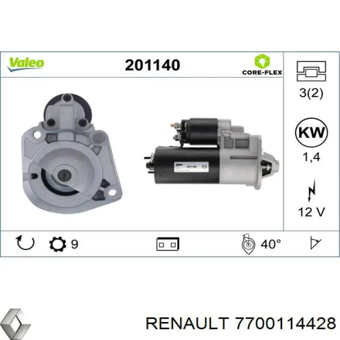 Motor de arranque 7700114428 Renault (RVI)