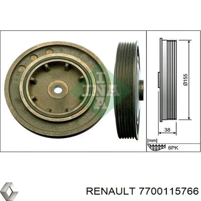 Шкив коленвала (демпфер) Renault (RVI) 7700115766 цена, от 44.76 USD