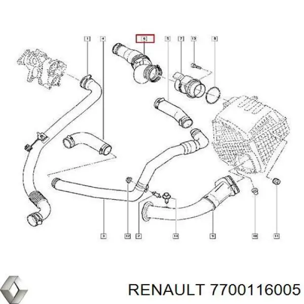 7700116005 RENAULT Tubo flexible de aire de sobrealimentación, a turbina original y equivalente