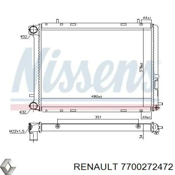 Радиатор 7700272472 Renault (RVI)