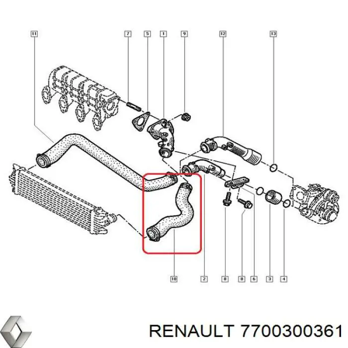 Шланг/патрубок интеркуллера Renault (RVI) 7700300361 цена, от 21.92 USD