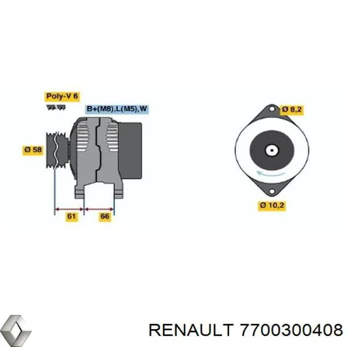 Автомобильный генератор Renault (RVI) 7700300408 цена, от 352.04 USD