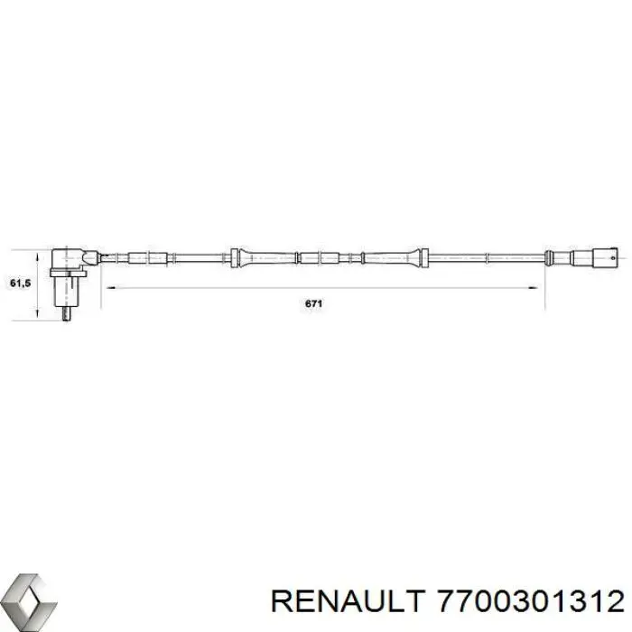 7700301312 Renault (RVI) Датчик АБС (ABS) задний, правый