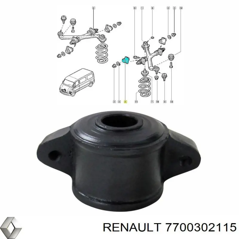 Сайлентблок верхнего рычага передней подвески Renault (RVI) 7700302115 цена, от 17.49 USD