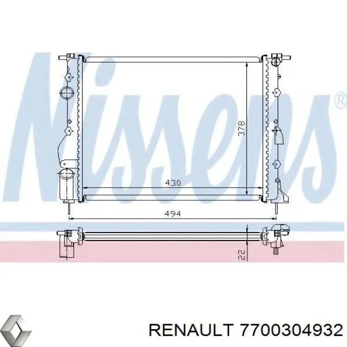 Купить 7700304932 Renault (RVI) Радиатор водяной