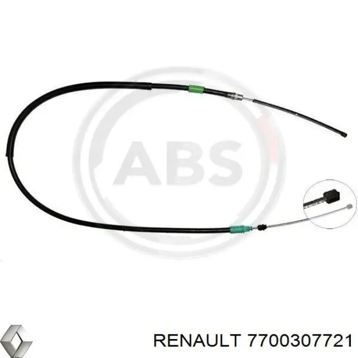 7700307721 Renault (RVI) cabo do freio de estacionamento traseiro direito