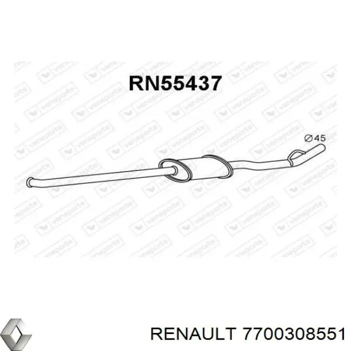 Глушитель, центральная часть Renault (RVI) 7700308551 цена, от 46.44 USD