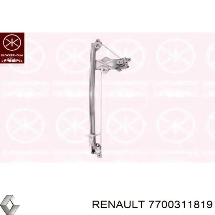 7700311819 Renault (RVI) mecanismo de acionamento de vidro da porta dianteira direita