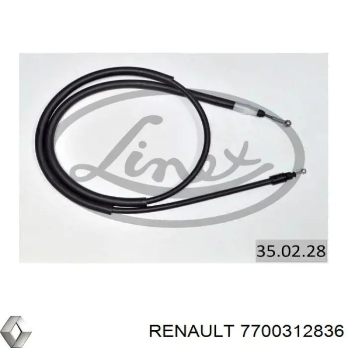 Купить 7700312836 Renault (RVI) Задний правый трос ручника
