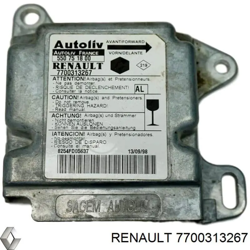 7700313267 Renault (RVI) Блок управления airbag