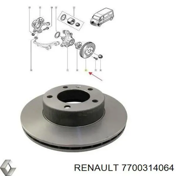 Передний тормозной диск Renault (RVI) 7700314064