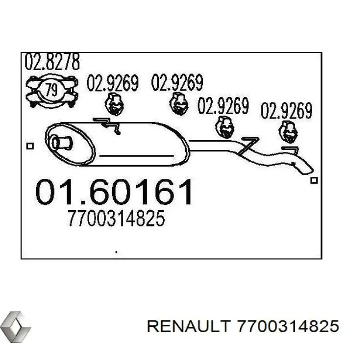 Глушитель задний 7700314825 Renault (RVI)