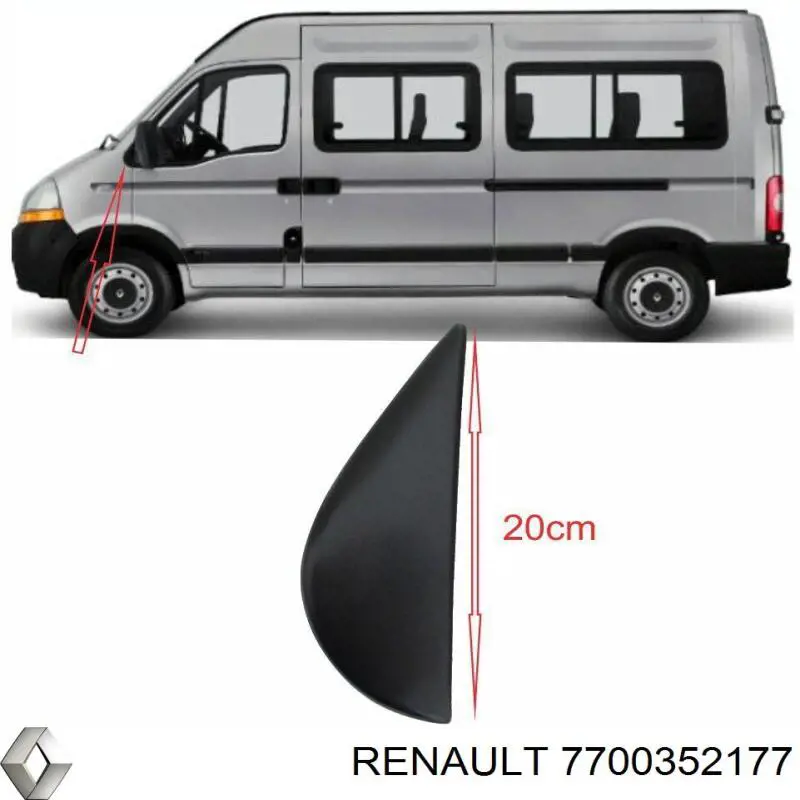 7700352177 Renault (RVI) накладка стойки кузова внешняя передняя левая
