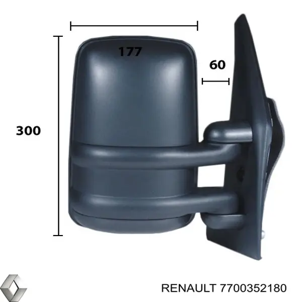 Правое боковое зеркало 7700352180 Renault (RVI)