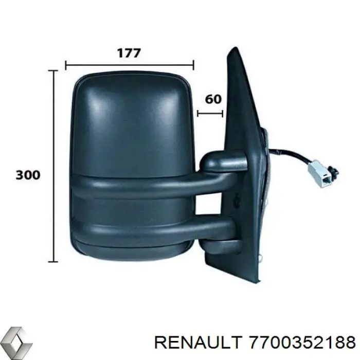 7700352188 Renault (RVI) espelho de retrovisão direito