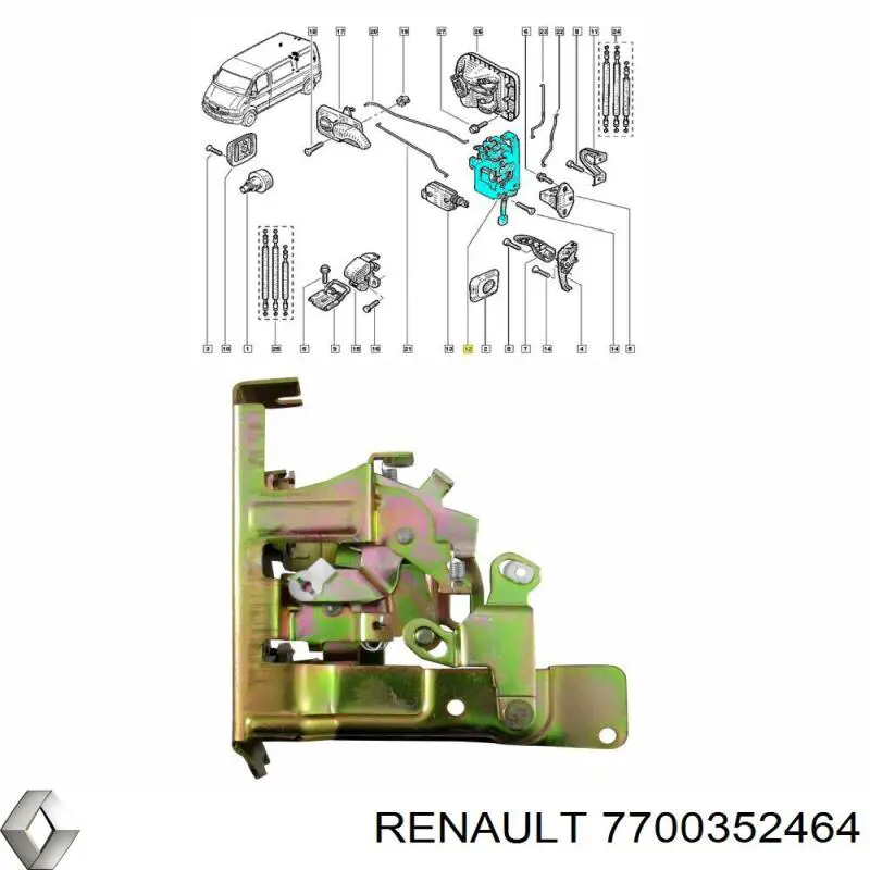Замок двери задней правой распашной Renault (RVI) 7700352464 цена, от 51.30 USD