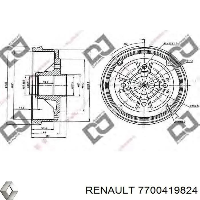Тормозной барабан 7700419824 Renault (RVI)