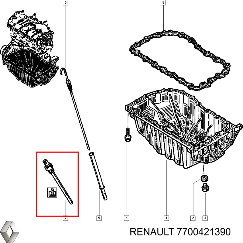 Датчик уровня масла двигателя Renault (RVI) 7700421390 цена, от  USD