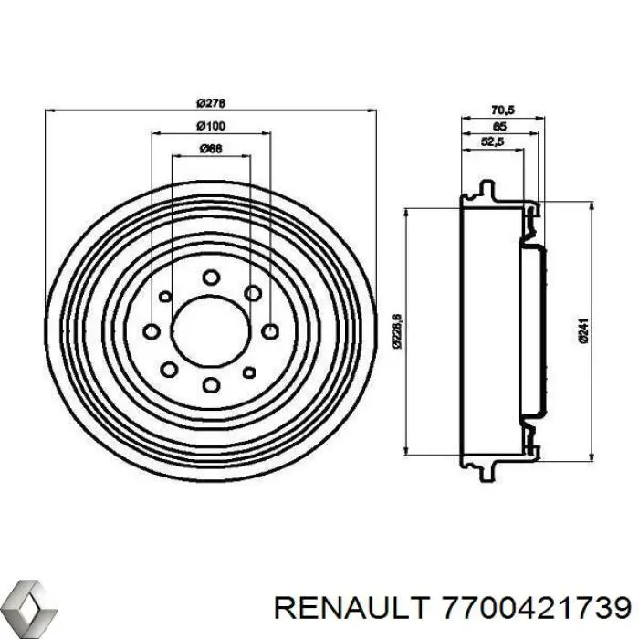 Барабан тормозной задний Renault (RVI) 7700421739 цена, от 35.45 USD