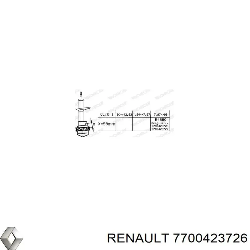7700423726 Renault (RVI) амортизатор передний