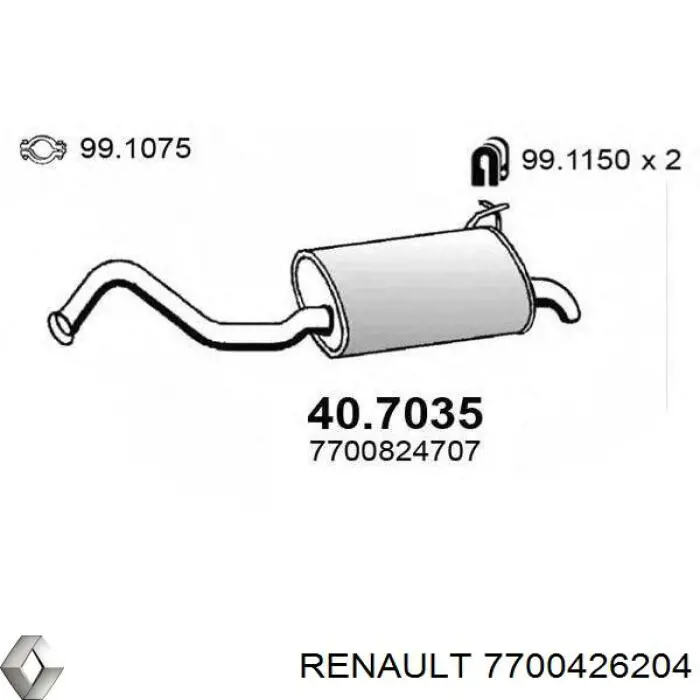 Глушитель задний 7700426204 Renault (RVI)