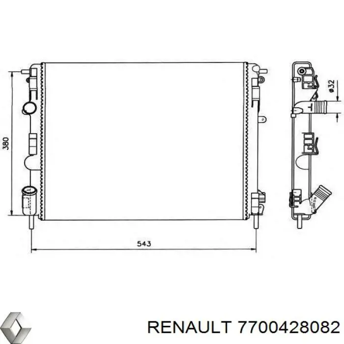 Радиатор охлаждения двигателя Renault (RVI) 7700428082