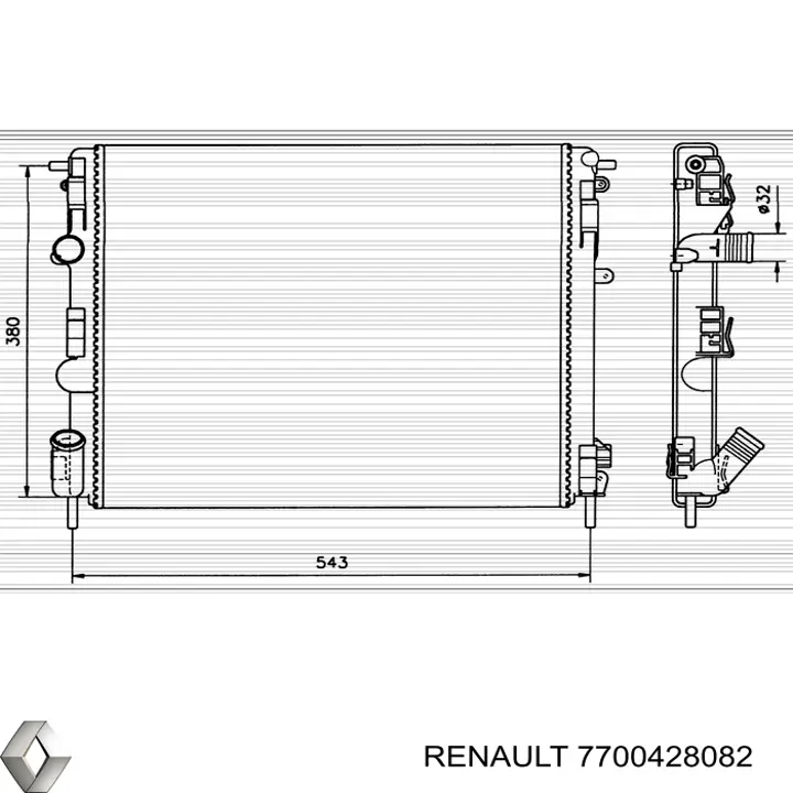 Купить 7700428082 Renault (RVI) Радиатор водяной