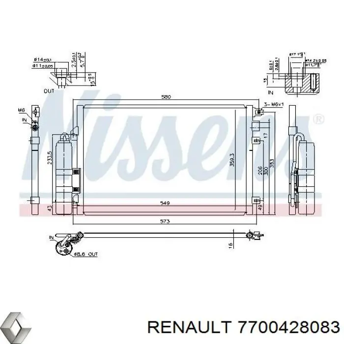 Радиатор кондиционера 7700428083 Renault (RVI)