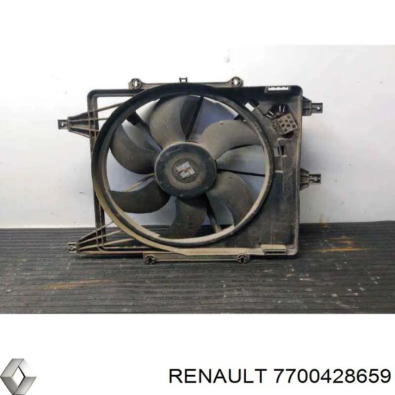 7700428659 Renault (RVI) difusor do radiador de aparelho de ar condicionado, montado com roda de aletas e o motor