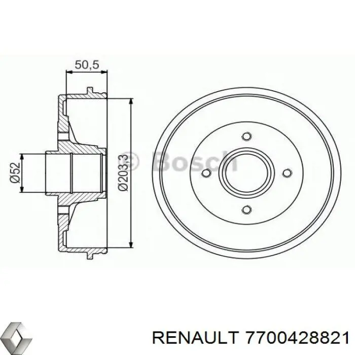 7700428821 Renault (RVI) барабан тормозной задний