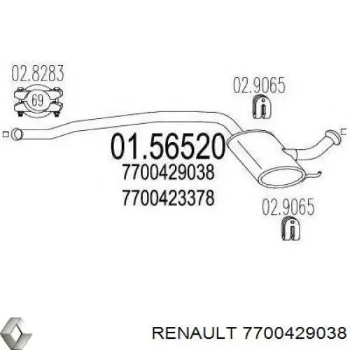 Глушитель, центральная часть Renault (RVI) 7700429038 цена, от 57.31 USD
