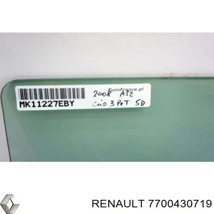 Стекло двери задней левой 7700430719 Renault (RVI)