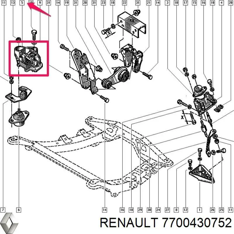 Кронштейн подушки (опоры) двигателя правой Renault (RVI) 7700430752 цена, от 31.67 USD